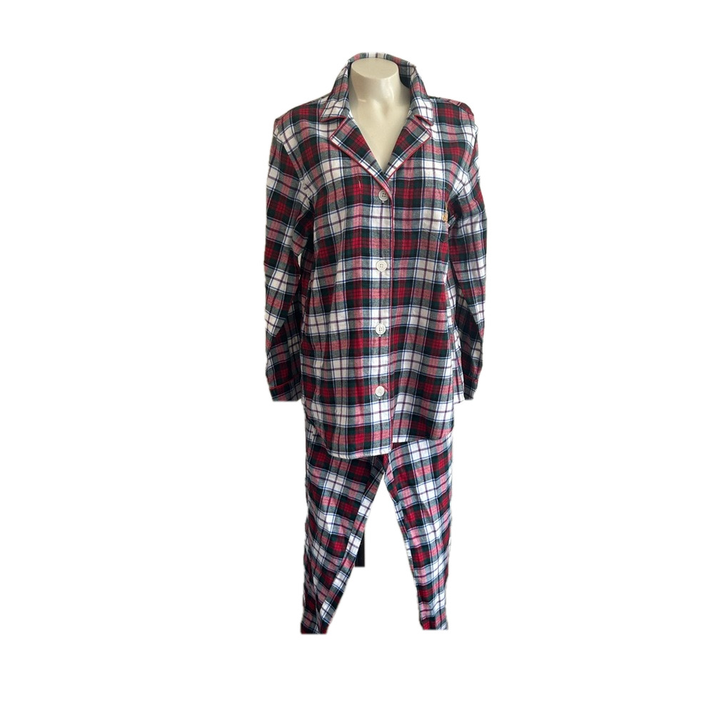 Lauren Ralph Lauren 100% cotton Red White Plaid Pajama Set Cozy Flannel LRG NWT